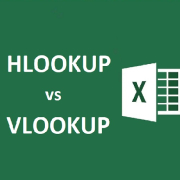 مقایسه دو تابع HLOOKUP و VLOOKUP در اکسل با پس‌زمینه سبز و آیکون اکسل.