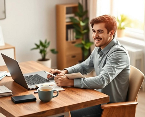 فریلنسر در حال مدیریت مالی و بررسی صورتهای درآمد و هزینه در خانه